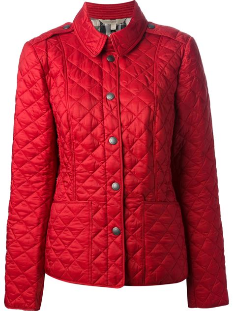 womens burberry quilted jacket red|Burberry quilted jacket sale women.